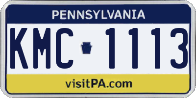 PA license plate KMC1113