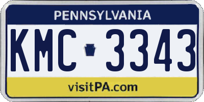 PA license plate KMC3343