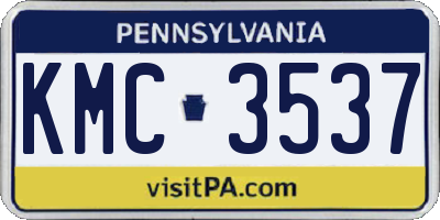 PA license plate KMC3537
