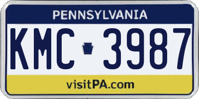 PA license plate KMC3987