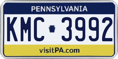 PA license plate KMC3992