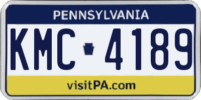 PA license plate KMC4189