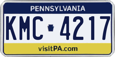 PA license plate KMC4217