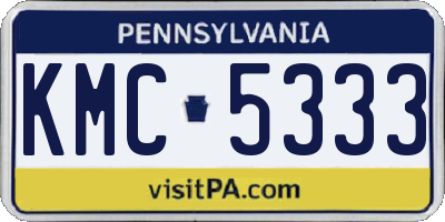 PA license plate KMC5333