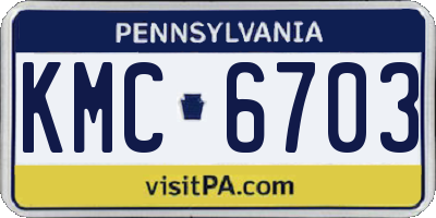 PA license plate KMC6703