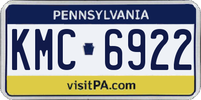 PA license plate KMC6922