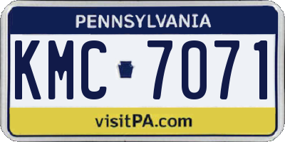 PA license plate KMC7071