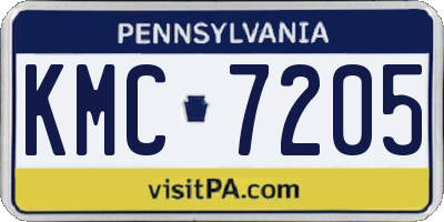 PA license plate KMC7205