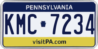 PA license plate KMC7234