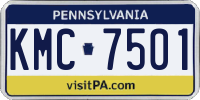 PA license plate KMC7501