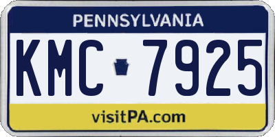 PA license plate KMC7925