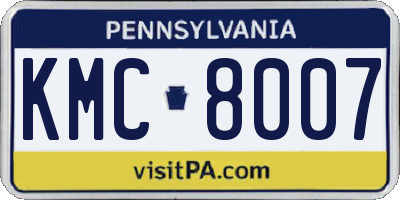 PA license plate KMC8007