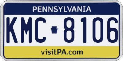 PA license plate KMC8106