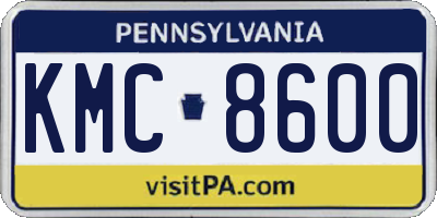 PA license plate KMC8600