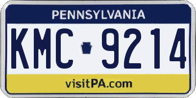 PA license plate KMC9214