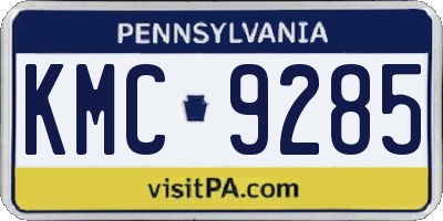 PA license plate KMC9285