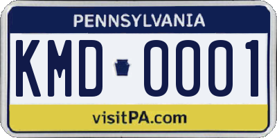 PA license plate KMD0001
