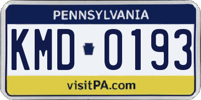 PA license plate KMD0193