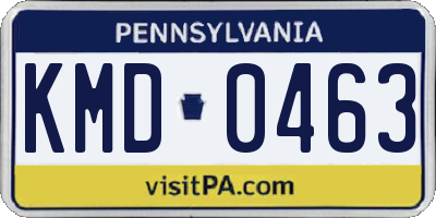 PA license plate KMD0463