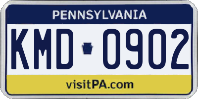 PA license plate KMD0902
