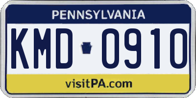 PA license plate KMD0910