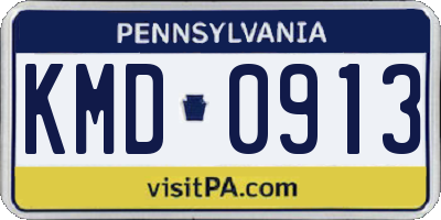 PA license plate KMD0913