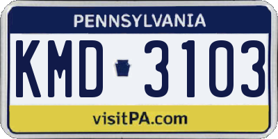 PA license plate KMD3103