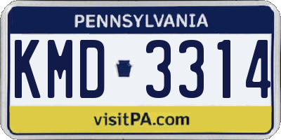 PA license plate KMD3314