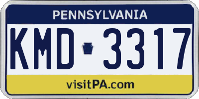 PA license plate KMD3317