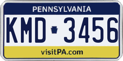 PA license plate KMD3456