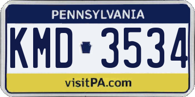 PA license plate KMD3534