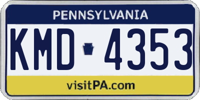 PA license plate KMD4353