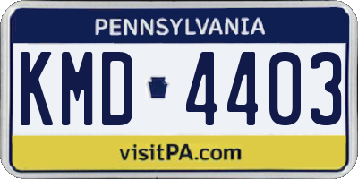 PA license plate KMD4403
