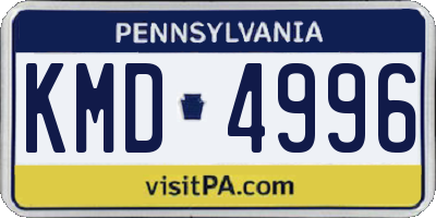 PA license plate KMD4996