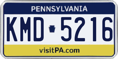 PA license plate KMD5216