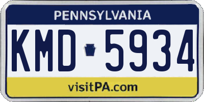 PA license plate KMD5934