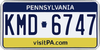 PA license plate KMD6747