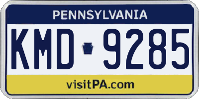 PA license plate KMD9285