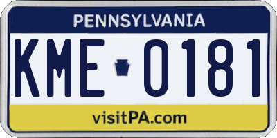 PA license plate KME0181
