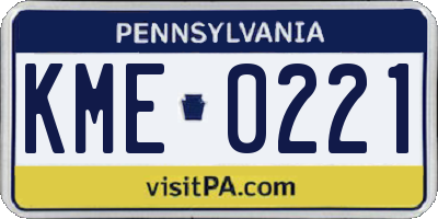 PA license plate KME0221