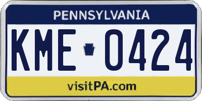 PA license plate KME0424
