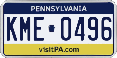 PA license plate KME0496