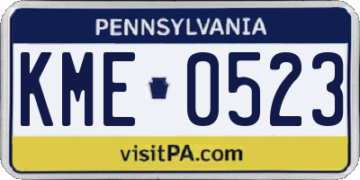 PA license plate KME0523
