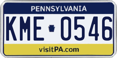 PA license plate KME0546