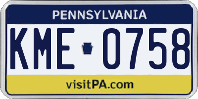 PA license plate KME0758