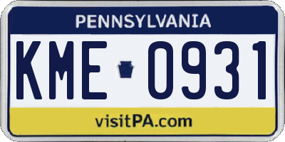 PA license plate KME0931