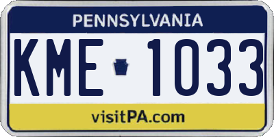 PA license plate KME1033