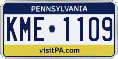 PA license plate KME1109