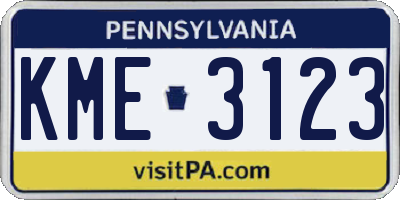 PA license plate KME3123