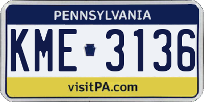 PA license plate KME3136